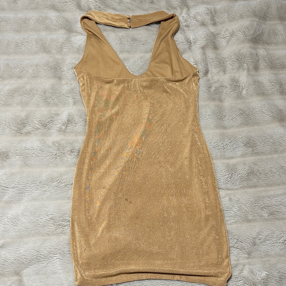 Chic Backless Tan Dress